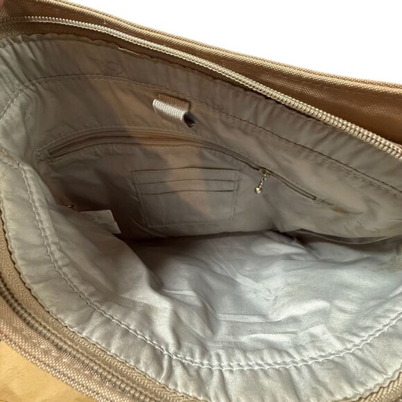 Baggallini Antalya Top Zip Flap Crossbody Bag Purse Kiss Lock Tan Beige Stone - Picture 5 of 6